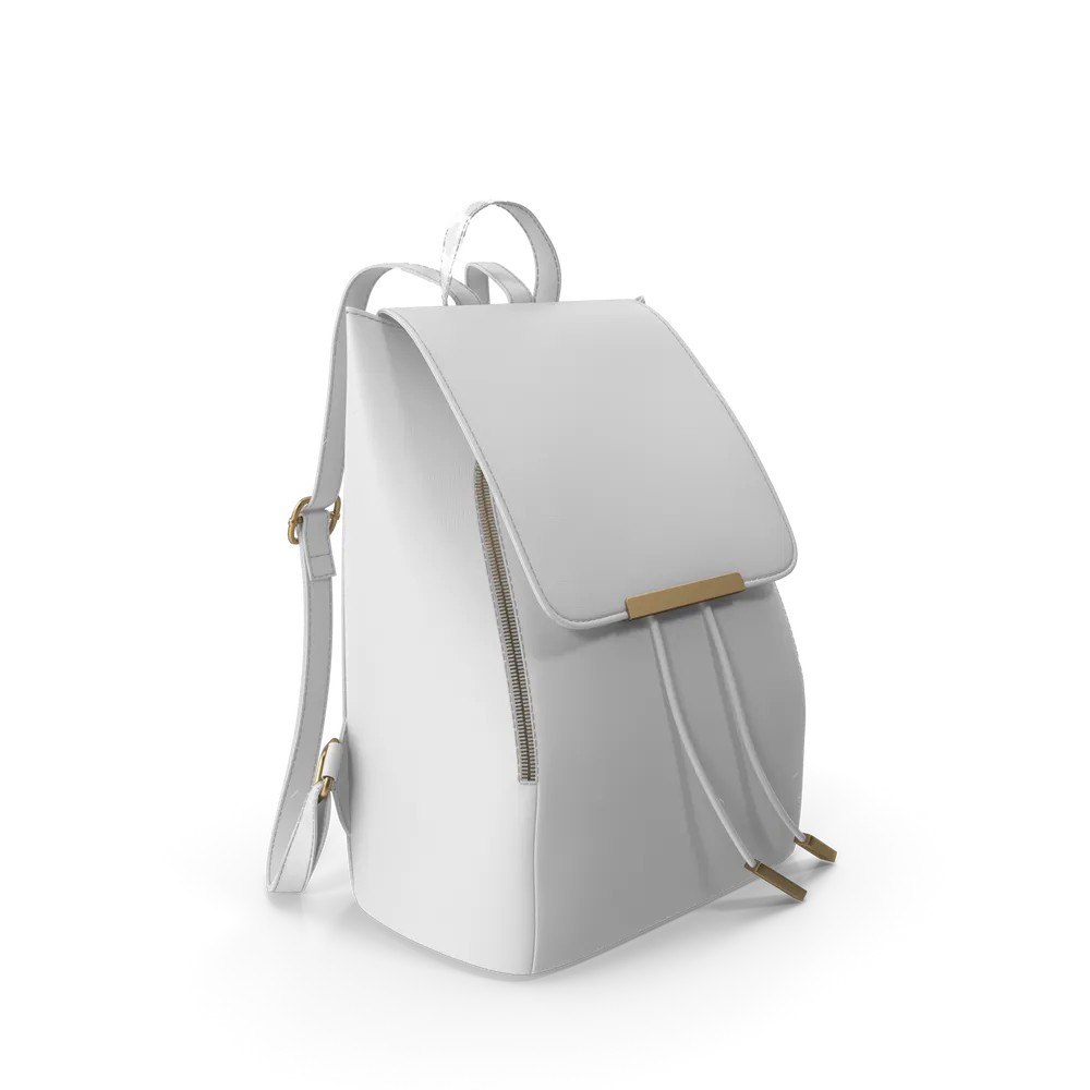 White Faux Leather Backpack view 3